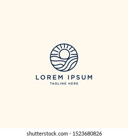 Beach with line style logo icon design template. minimalist, modern vector illustration