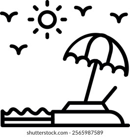 Beach Line Vector Icon Design