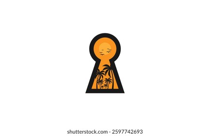 Beach lock secure logo design	

