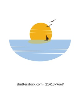 Beach Logo Abstract Gradient Color Sunset and Water Wave Logo Icon