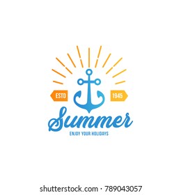 Beach logo, Anchor logo symbol. Vector illustrationmplate