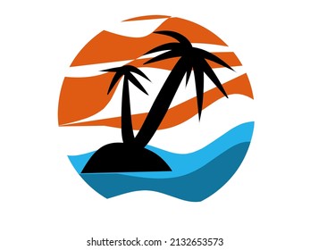 logotipo de playa con una hermosa puesta de sol