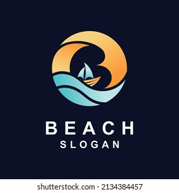 Beach logo with circle concept