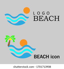 beach logo with circle concept. vector illustration