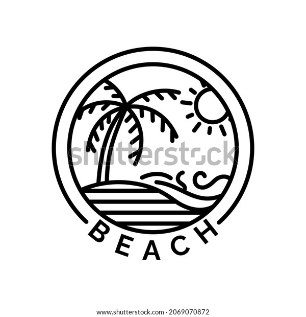 Beach Logo Coconut Tree Sun Image Stock Vector (Royalty Free ...