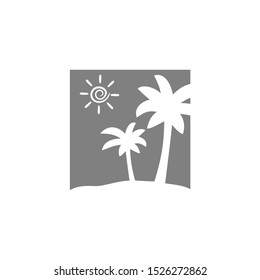 Beach Logo Coconut Tree Sunset Vector