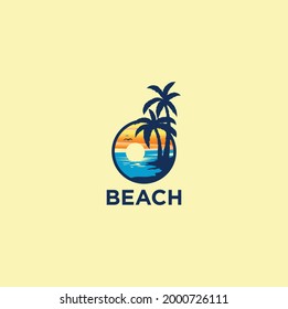 Beach logo concept with simple and elegant design design