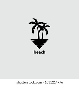 beach logo design with coconut tree