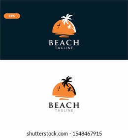 Beach logo design for company. Tropical logo design. palm tree logo. travel agent logo.