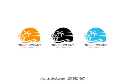 Beach logo design concept on white background