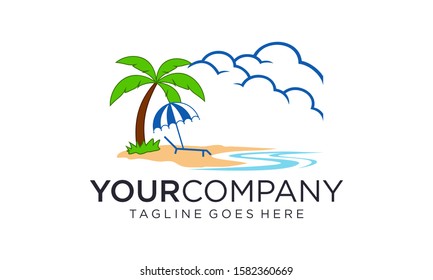 Beach logo design concept on white background	