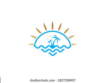 Design des Strandlogos. Kreatives und minimales Logo