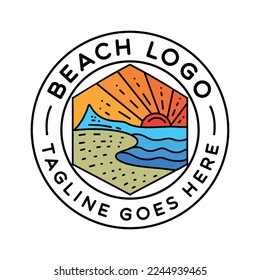 Beach Logo Design Emblem Vector illustration badge symbol icon