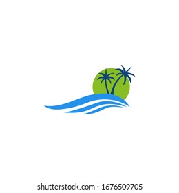 beach logo design illustration vector
