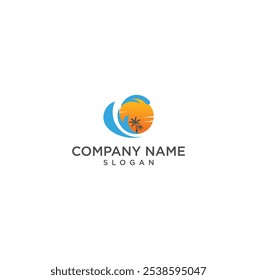 projeto do logotipo da praia com conceitos modernos modelo do vetor no fundo branco