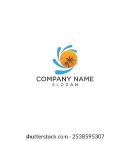 Diseño de logotipo de playa con conceptos modernos Plantilla de Vector sobre fondo blanco