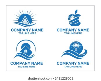 Design des Strandlogos, Ozeanlogo, Vektorgrafik-Symbole und Grafikdesign-Vorlage