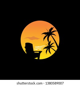 beach logo design sun rise and sun set