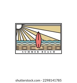 diseño con logotipo de playa, temática playa y surf