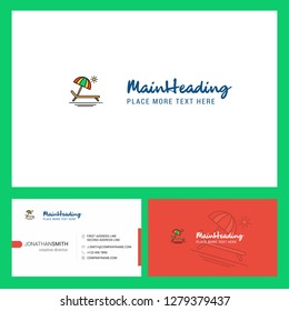 Beach  Logo design with Tagline & Front and Back Busienss Card Template. Vector Creative Design