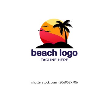 The beach logo design template. Adventure logo. 