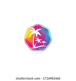 Plantilla de diseño del logotipo de la playa. diseños de logotipos de verano.Diseño de logotipo de playa tropical y palmera.