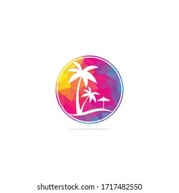 Beach logo design template. summer logo designs. Tropical beach and palm tree logo design.