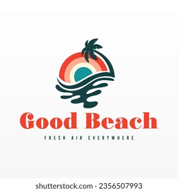 Beach logo design template. Summer beach logotype design concept. Open sea logo design concept template