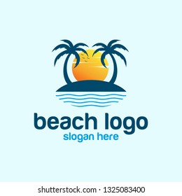 Beach logo design Vector