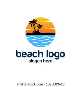 Beach logo design Vector