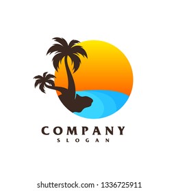 beach logo design vector