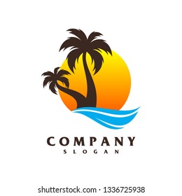 beach logo design vector