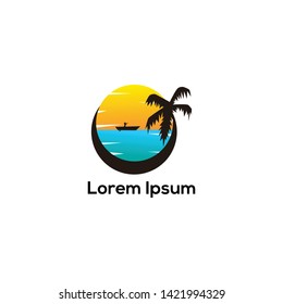 the beach logo design vector 