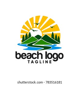 Beach Logo Design Vector