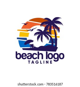 Beach logo design Vector