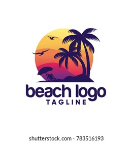Beach logo design Vector