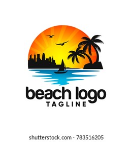 Beach logo design Vector