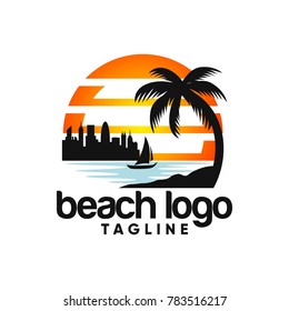Beach logo design Vector