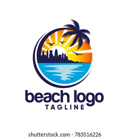 Beach logo design Vector