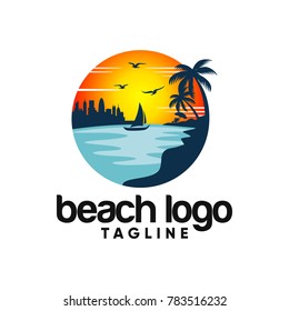 Beach logo design Vector