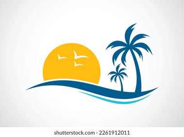 Diseño del logotipo de la playa. Concepto de diseño de vector
