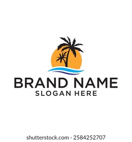 Beach logo design vector, editable eps 10