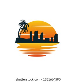 Diseño de logotipo de playa Vacaciones vectoriales