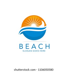 Beach logo design vector illustration