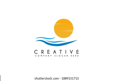 Beach logo design vector illustration. Beach holidays and vacation logos template element design