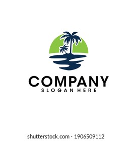 Beach logo design Vector illustration