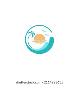 Ilustración vectorial de diseño de logotipo de playa
