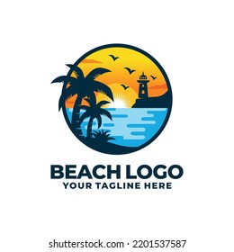 Beach logo design vector illustration