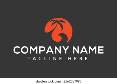 Beach logo design Vector, ocean view resort, logo design, vector illustration.
