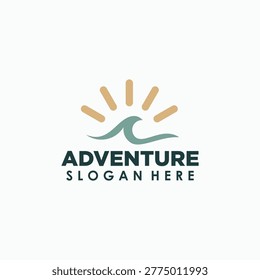 beach logo design vector, ravel vintage logo design template